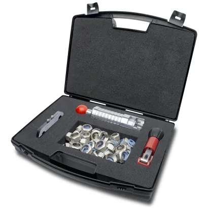 Cartellatrice con dima per tubi DN12 Ø1/2" (16,8 mm) e DN15 Ø3/4" (20,0 mm)