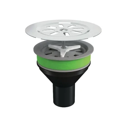 Tappo di espansione grigliato con griglia in acciaio inox diametro 125 e imbuto diametro 100 in PP