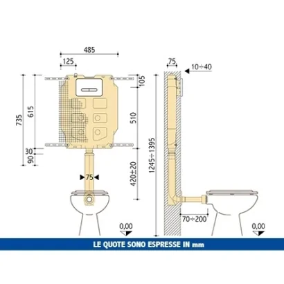 Cassetta di scarico ad incasso Pucci ECO Anticondensa a due volumi di risciacquo